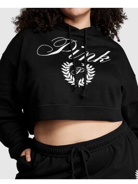 NWT VICTORIA'S SECRET PINK IVY FLEECE CROPPED HOODIE SIZE SMALL